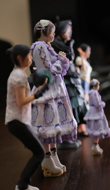 人物3Dフィギュアの群像 被写界深度