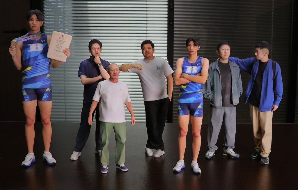 メンズとスポーツの人物3Dフィギュア群像