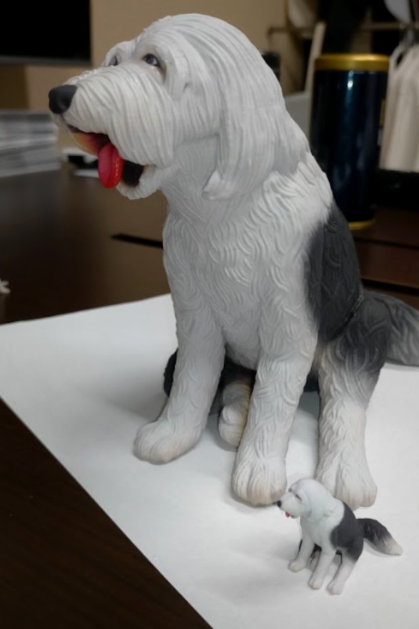 オールドイングリッシュシープドッグの3Dフィギュア（大・小）